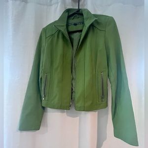 KENNETH COLE REACTION green leather jacket